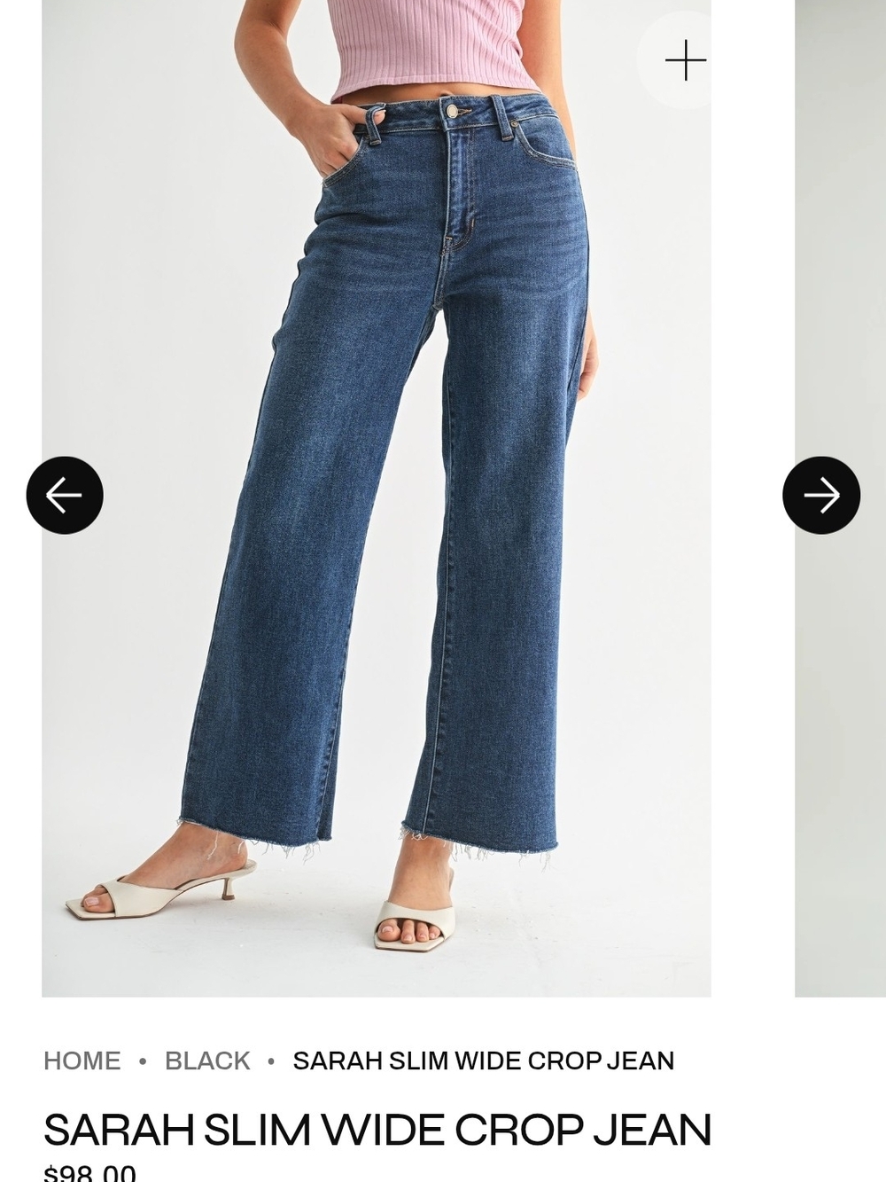 JBD Sarah Slim Wide Crop Jean Size 26